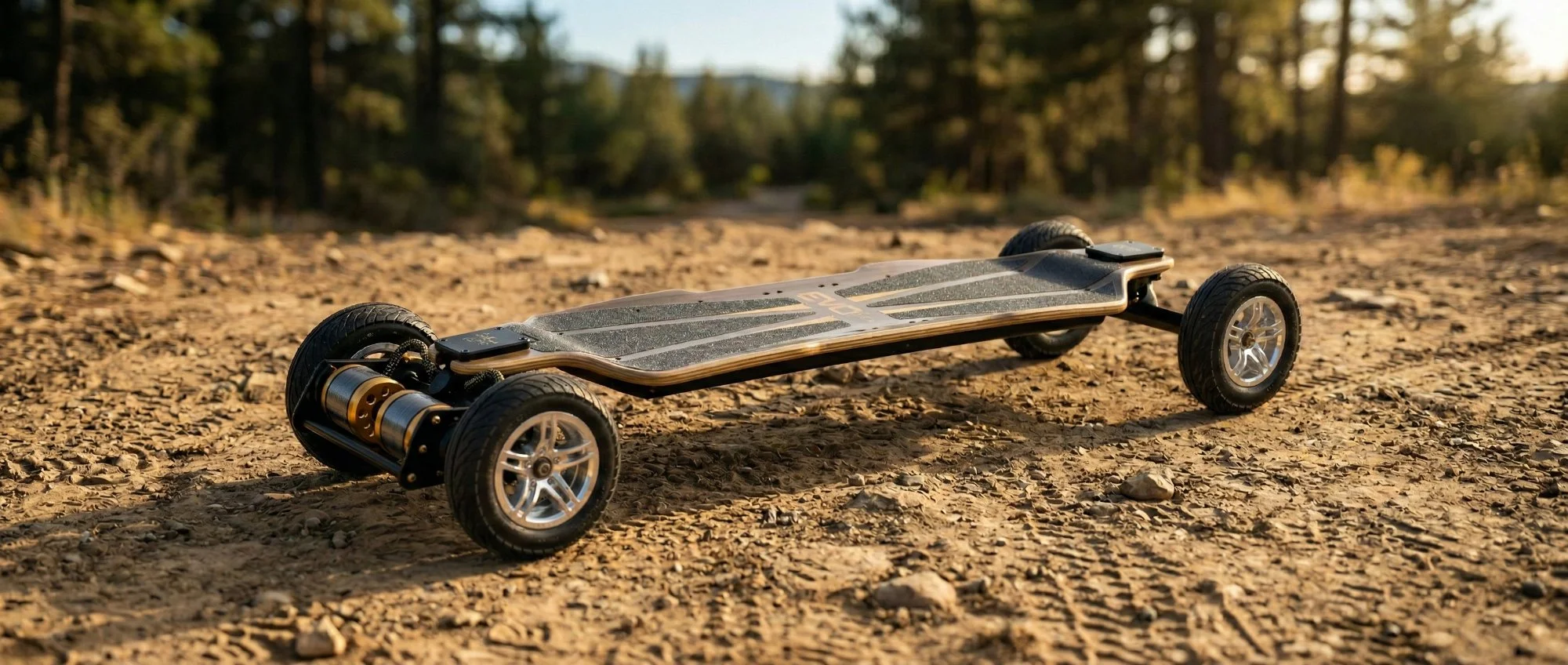 Skateboard &eacute;lectrique Xplorer V2 Pro tout-terrain Gear Drive Gold